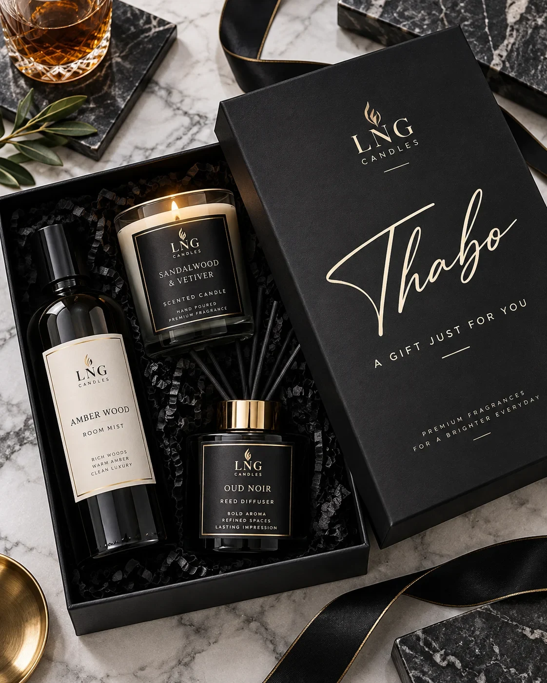 Personalised LNG signature gift box and fragrance collection